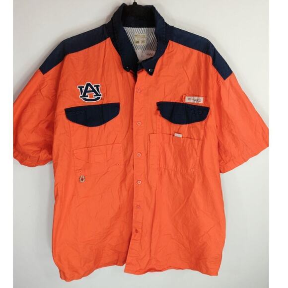 Columbia PFG  Men Auburn Tigers Short Sleeve Button‎ Down Shirt  Large - Picture 1 of 10